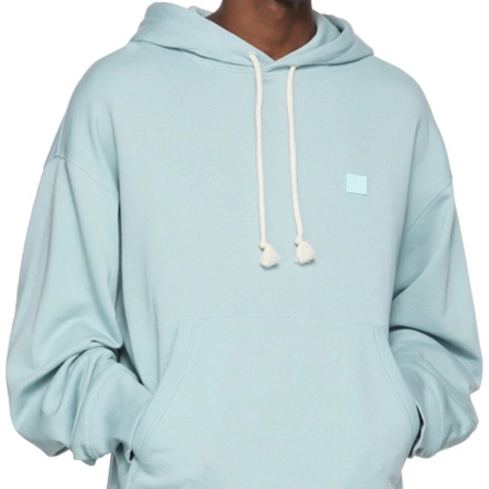 ACNE STUDIOS light blue turquoise hoodie with embroidered patch